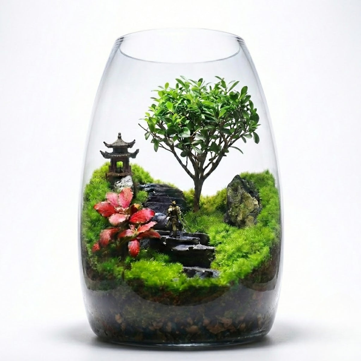 🌿Mini Desktop Terrarium with Live Plants & Decor Accents