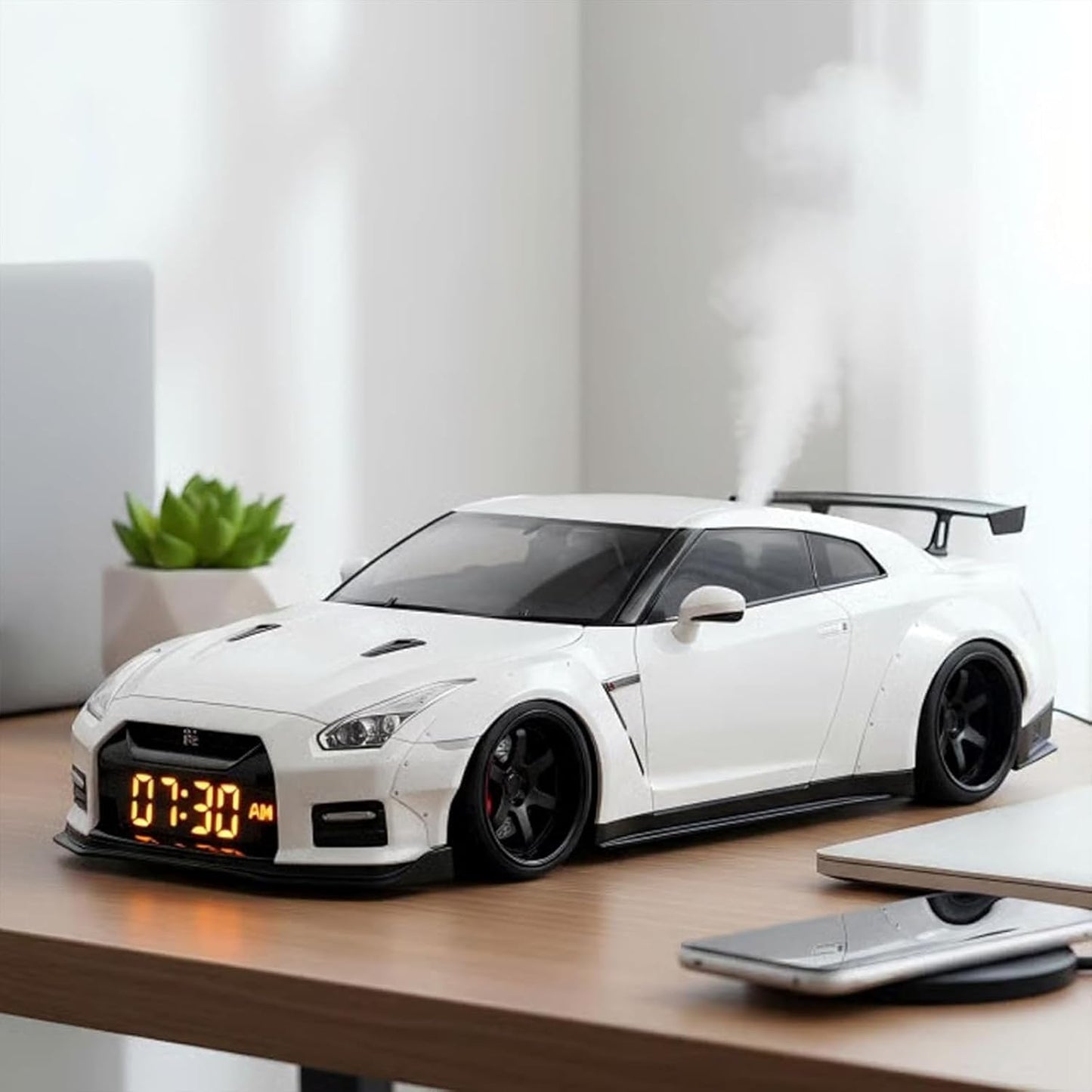 🏁Sleek Super Car Alarm Clock - Crystal Clear LED Display Modern Sports Car Nightstand Clock for Home Decor