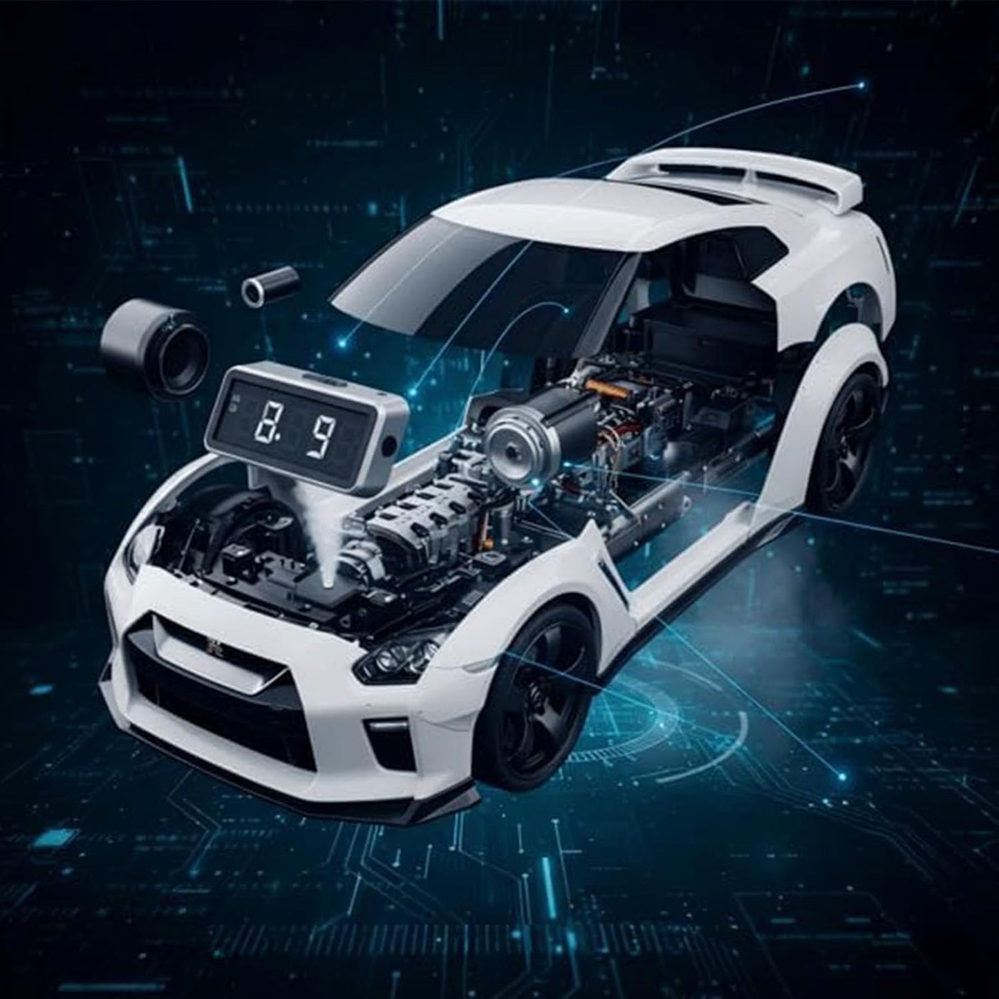 🏁Sleek Super Car Alarm Clock - Crystal Clear LED Display Modern Sports Car Nightstand Clock for Home Decor