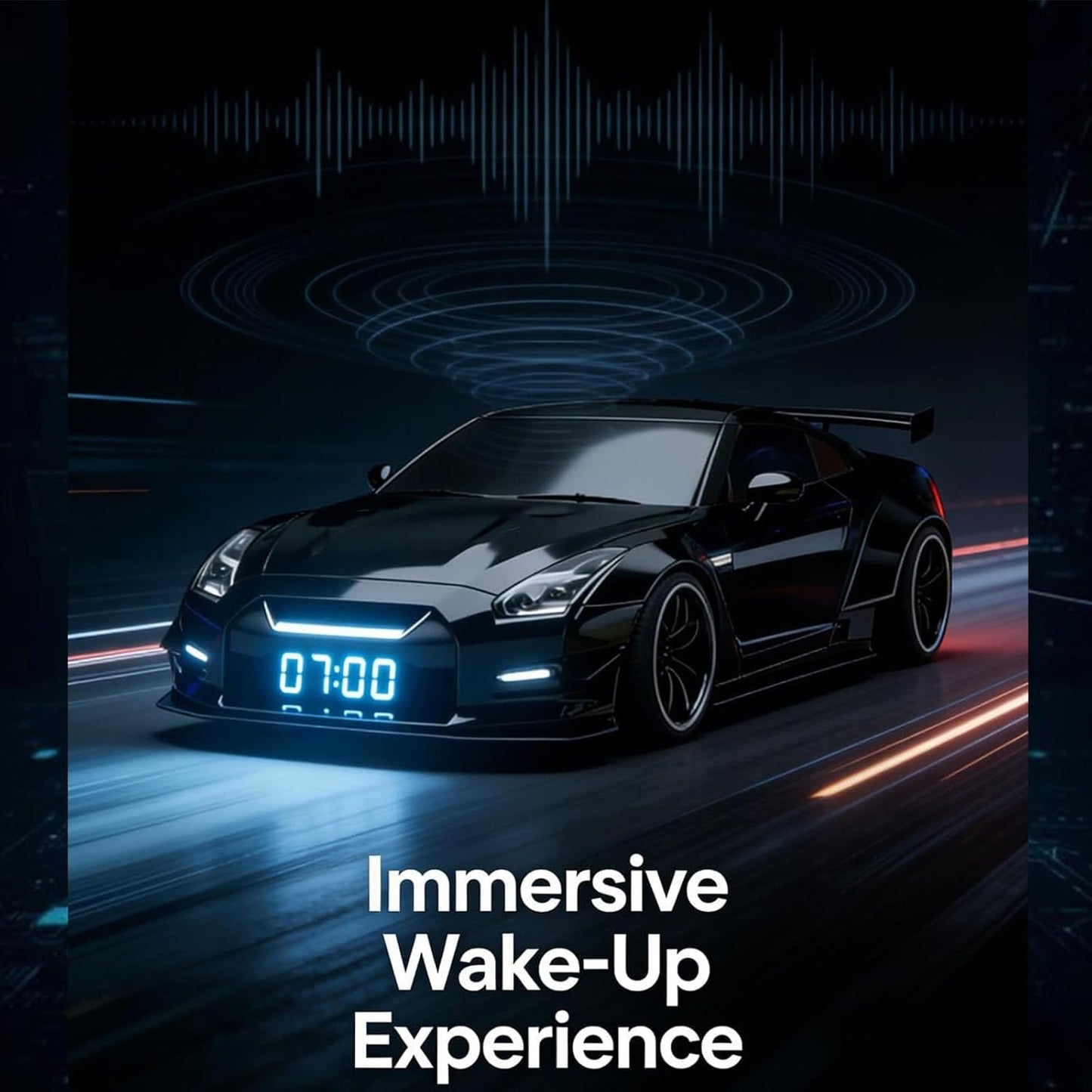 🏁Sleek Super Car Alarm Clock - Crystal Clear LED Display Modern Sports Car Nightstand Clock for Home Decor